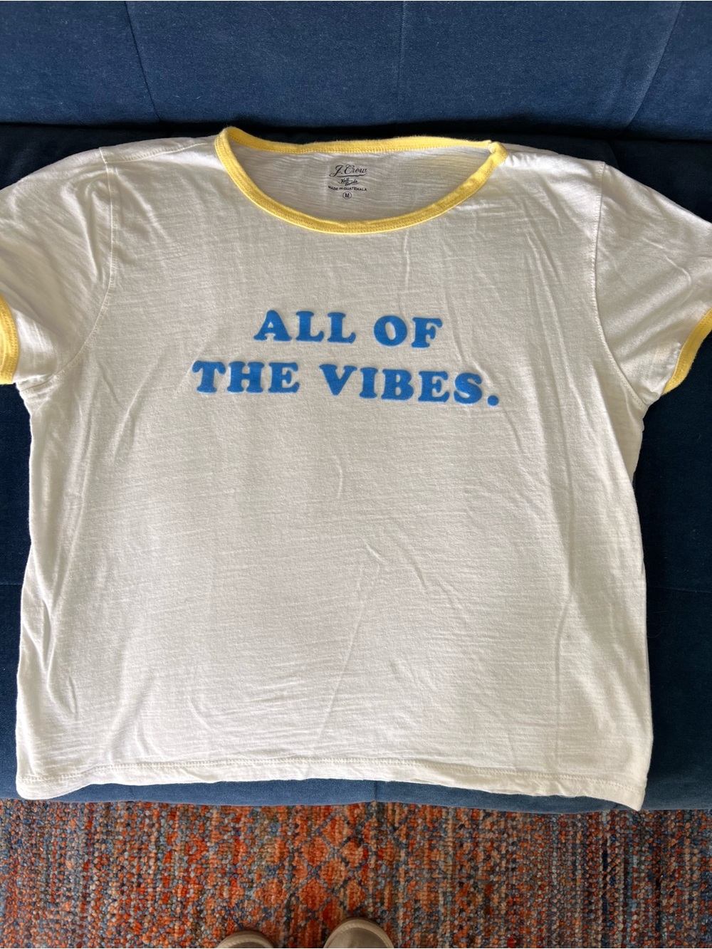 J. Crew Women’s "All of the Vibes" Yellow-Trim Graphic Tee